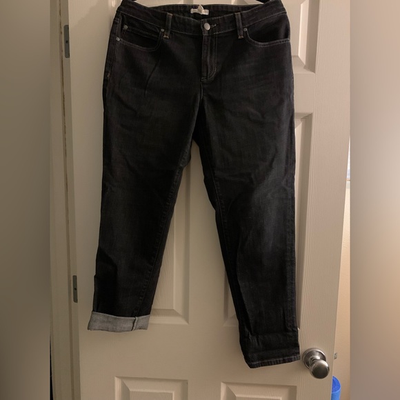 Eileen Fisher denim, size 8, black boyfriend jeans. - Picture 2 of 4